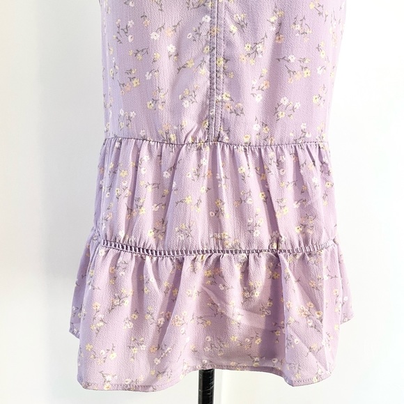 New Pink Rose Floral Flowy Ruffle Tank Top - Picture 4 of 10